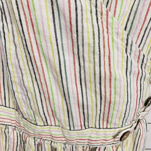 Vintage Havana‎ Multi Color Stripe Romper Linen Overall Shorts Large - Picture 12 of 15